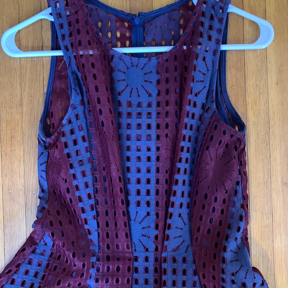 Anthropologie Eva Franco Plum/Navy Eyelet Dress